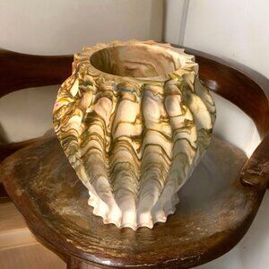 Handmade Swirled Ceramic Casting resin Vase 5" Tall Art Piece Retro Design